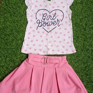 Pink Top Skirt Set For 2-3 Years Old