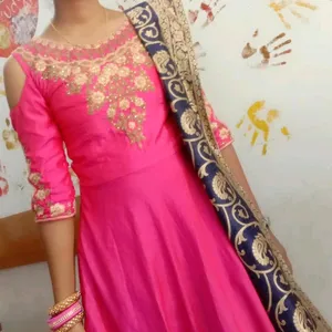 Pink Colour Anarkali With Work