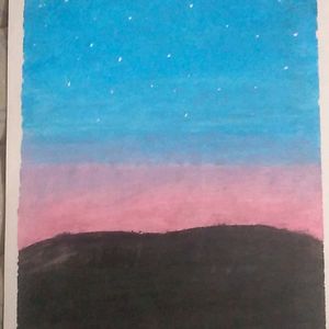 Sky Painting Made With Oil Pastels Of Evening