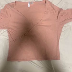 H&M Peach Striped Crop Top