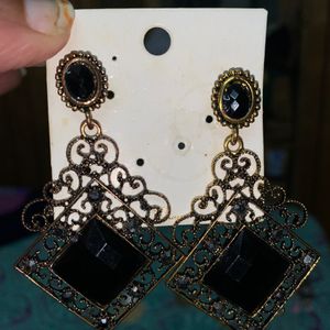 Black Stone Earrings No Flaws