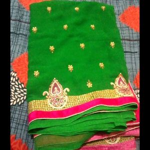 Green Georgette Saree