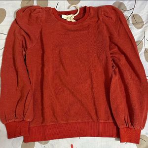 Rust Sweatshirt With Puffed Sleeves