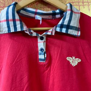 Burberry Collar Red Women Tshirt