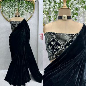 Supper Attractive Black Velvet Saree