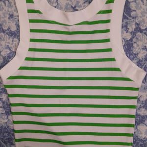 Striped Green and White Tank Top