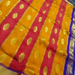 Yellow Nd Red Halfpattu Saree