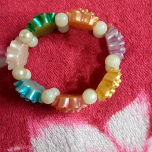 Multicolored Lotus Shape Bracelet With White Beads