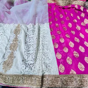 Georgette Pink Net Saree