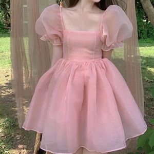 Kawaii Cute Pink Frock Dress Women Crop