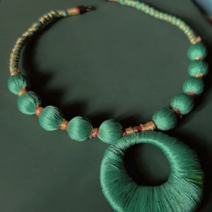 Necklace Handmade Silk Thread With Round Beads