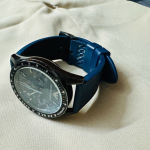 Men’s Emporio Armani Black Dial Blue Belt Watch