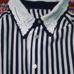 Stylish White And Blue Strips Shirt