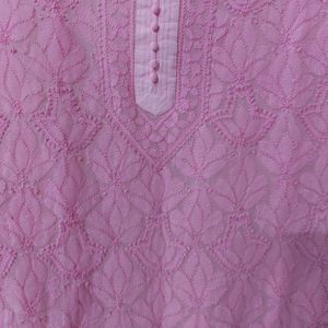 Chikankari Pink Kurta