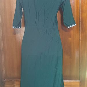 Embroidery Work Beautiful Kurta Sea Green Color