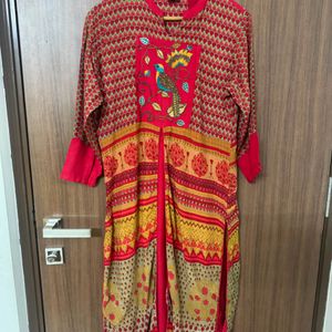 Red Color Embroidered Stylish Kurthi
