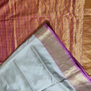 Chickoo And Pink Colour Silk Saree