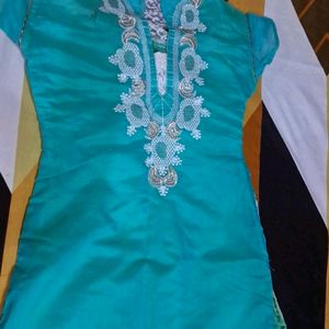 Sea Green  Net Kurti