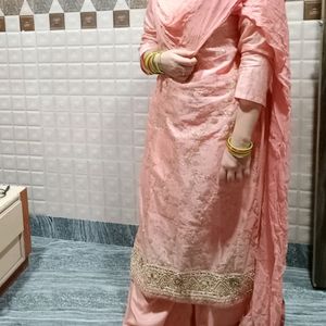 Peach Embroidery Kurta Set