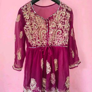 Real Mirror CHIKANKARI Kurti