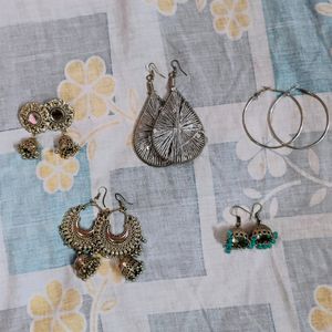 Combo Of 5 Pairs  Silver Earing