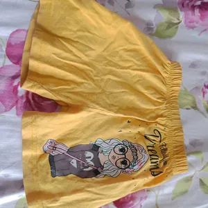 Printed Doll Yellow Shorts