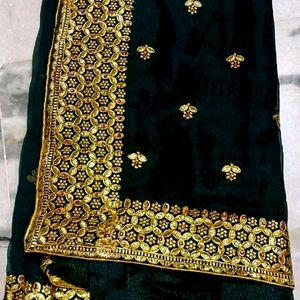 PRICE DROP✨Black Saree With GoldenStoneWork💕