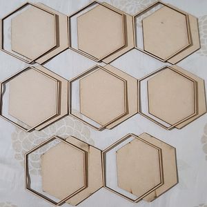 Set Of 8 Hexagon With Ring MDF Board