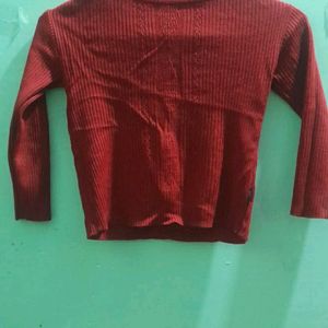 (2-3.5 Year) Girls Red Full Neck Sweater