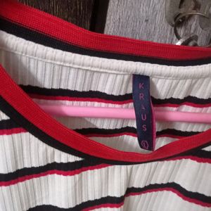Off White Tshirt With red Strip
