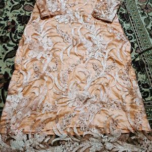 Beautiful Peach Color Ful Embrioded Pakistani Suit