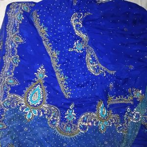 Blue color 💙 silk saree with stich blouse