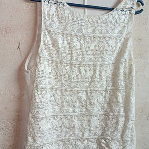 ZARA See-through Fashion Top Netted White