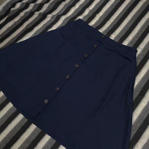 HERE&NOW Women Navy Blue Solid-A-Line Skirt