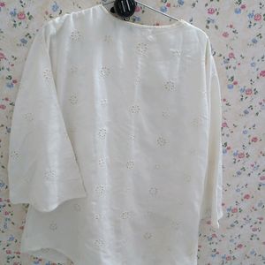 White Cotton Casual Top