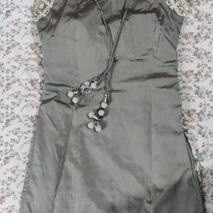 Grey Shining Kurta Plazoo Set