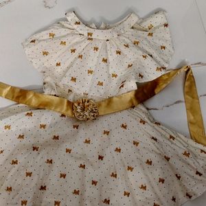 Beautiful Cotton Summer Party Dress With Golden