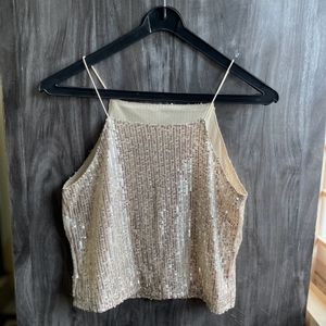 Gold Shinny Spaghetti Strap Top