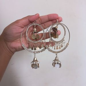 Oxidized Jhumka With Stonework