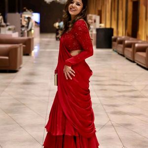 Red Ready To Wear Saree