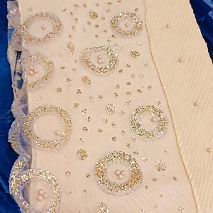 Cotton Pleated Hijab With Shimmer Lace