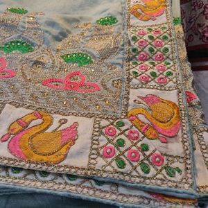 Blouse Stitched Swan 🦢 Pattern Designer Saree