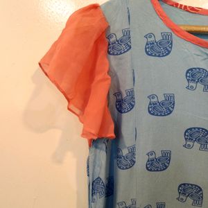 Blue Printed Kurta (Women)