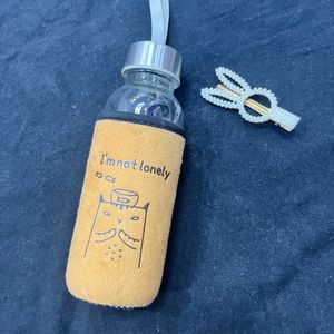Cute Little Water Bottle With Brown Cover