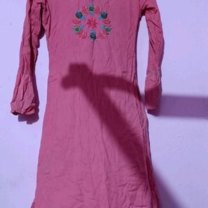 Pastel Pink Embroidery Kurti