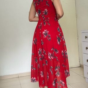 Red Floral Print Dress