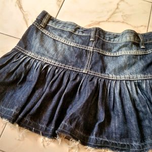 Cute Pleated Denim Skirt