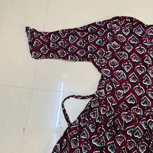 Women Burgundy Printed Midi Dress