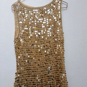 Pinteresty Golden Sequin Tank Top