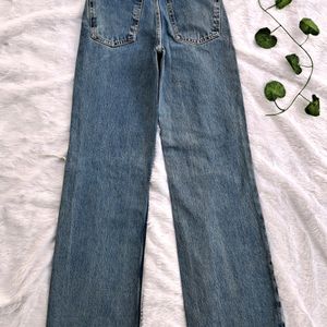 Zara New Ripped Wide Leg Jeans